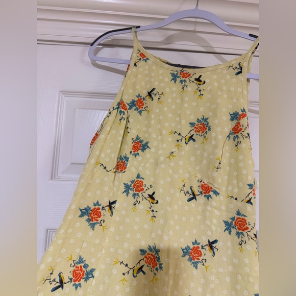 Urban Outfitters Yellow Floral High-Neck Empire Mini Dress Size 6 - Picture 5 of 8